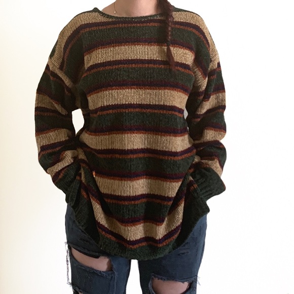 Vintage Striped Cozy Grunge Chenille 
